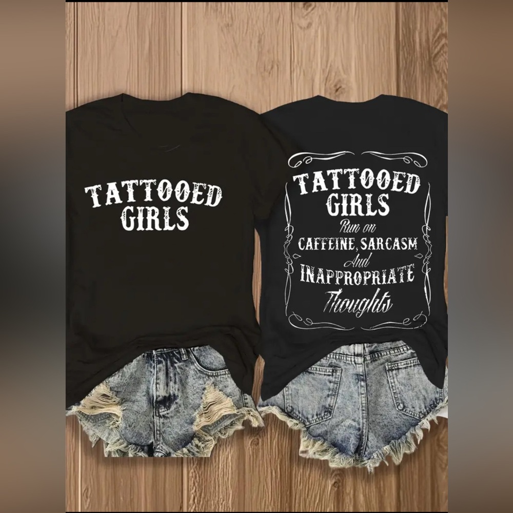 Black Tattooed Girls T-Shirt - Picture 2 of 5